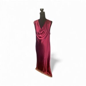 Donna Karan New York Burgundy Cowl Neck Sleeveless Maxi Dress Size 16